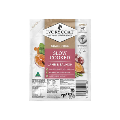 IVORY COAT Slow Cooked Lamb & Salmon Grain Free Frozen Adult Dog Food 250g