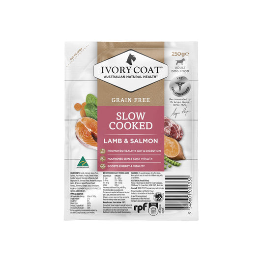 IVORY COAT Slow Cooked Lamb & Salmon Grain Free Frozen Adult Dog Food 250g