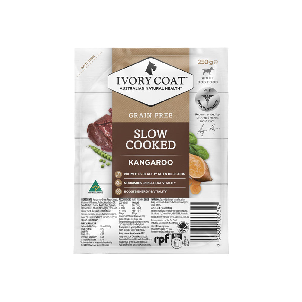 IVORY COAT Slow Cooked Kangaroo Grain Free Frozen Adult Dog Food 250g