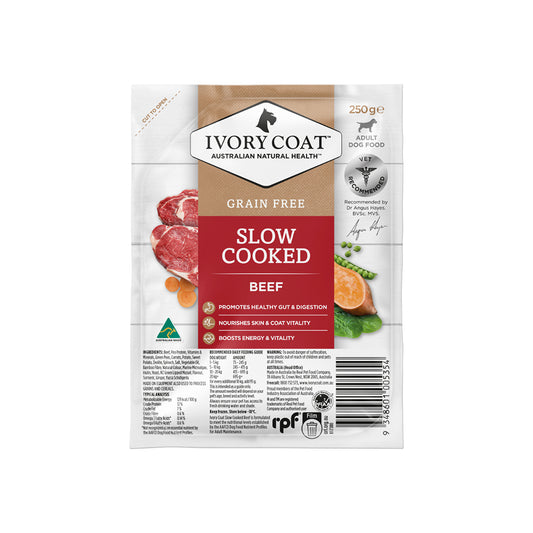 IVORY COAT Slow Cooked Meal Beef Grain Free Frozen Adult Dog Food 250g
