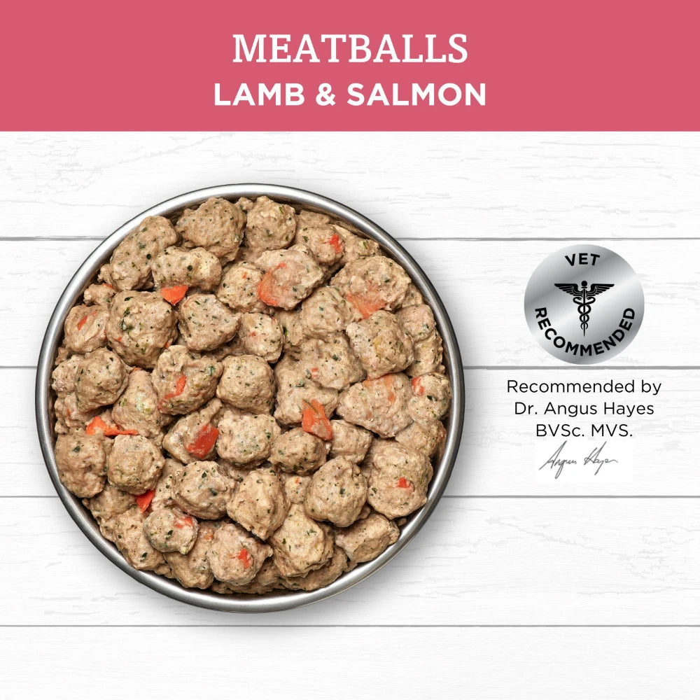 IVORY COAT Grain Free Lamb & Salmon Meatballs Frozen Adult Dog Food 700g
