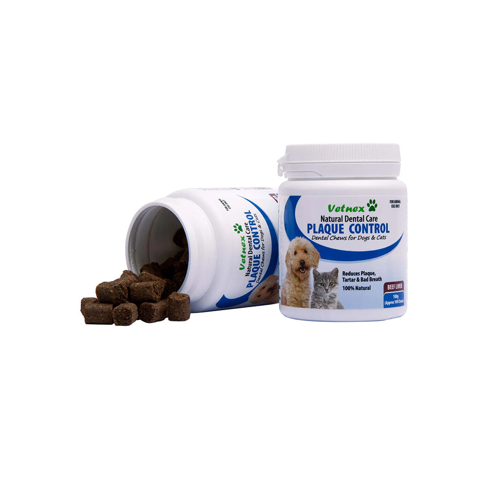 VETNEX Beef Liver Plaque Control Natural Dental Care Chews For Cats & Dogs 100g
