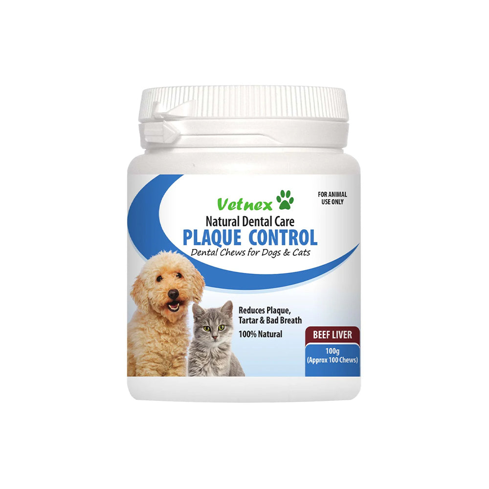 VETNEX Beef Liver Plaque Control Natural Dental Care Chews For Cats & Dogs 100g