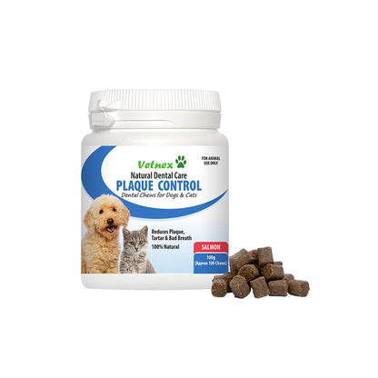 VETNEX Salmon Plaque Control Natural Dental Care Chews For Cats & Dogs 100g