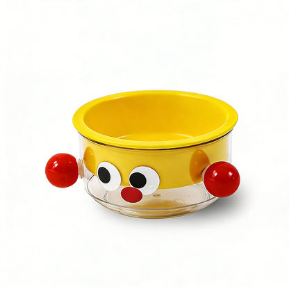 Anti-Tip Ergonomic Food & Water Bowl Set  Ceramic Double Cat Bowl - Yellow Big Eye