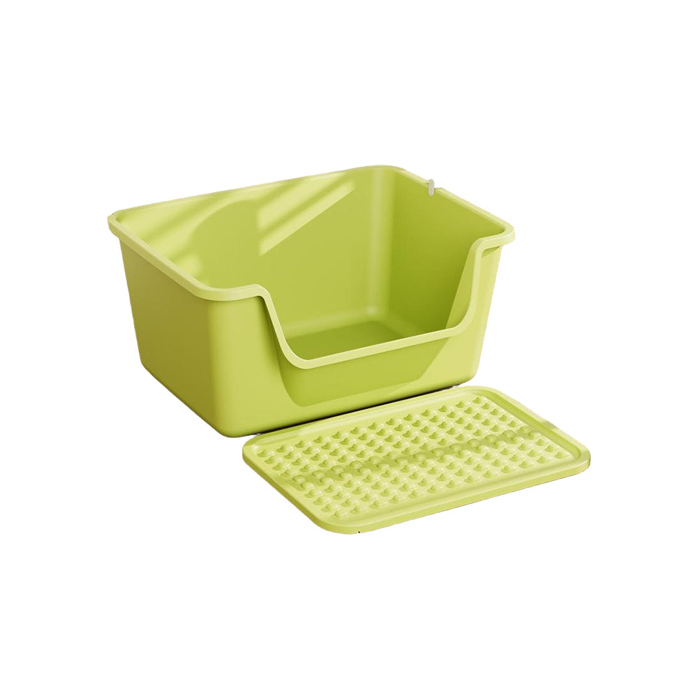 Large Cat Litter Box with Anti-Tracking Mat – 50cm Open Litter Tray Set