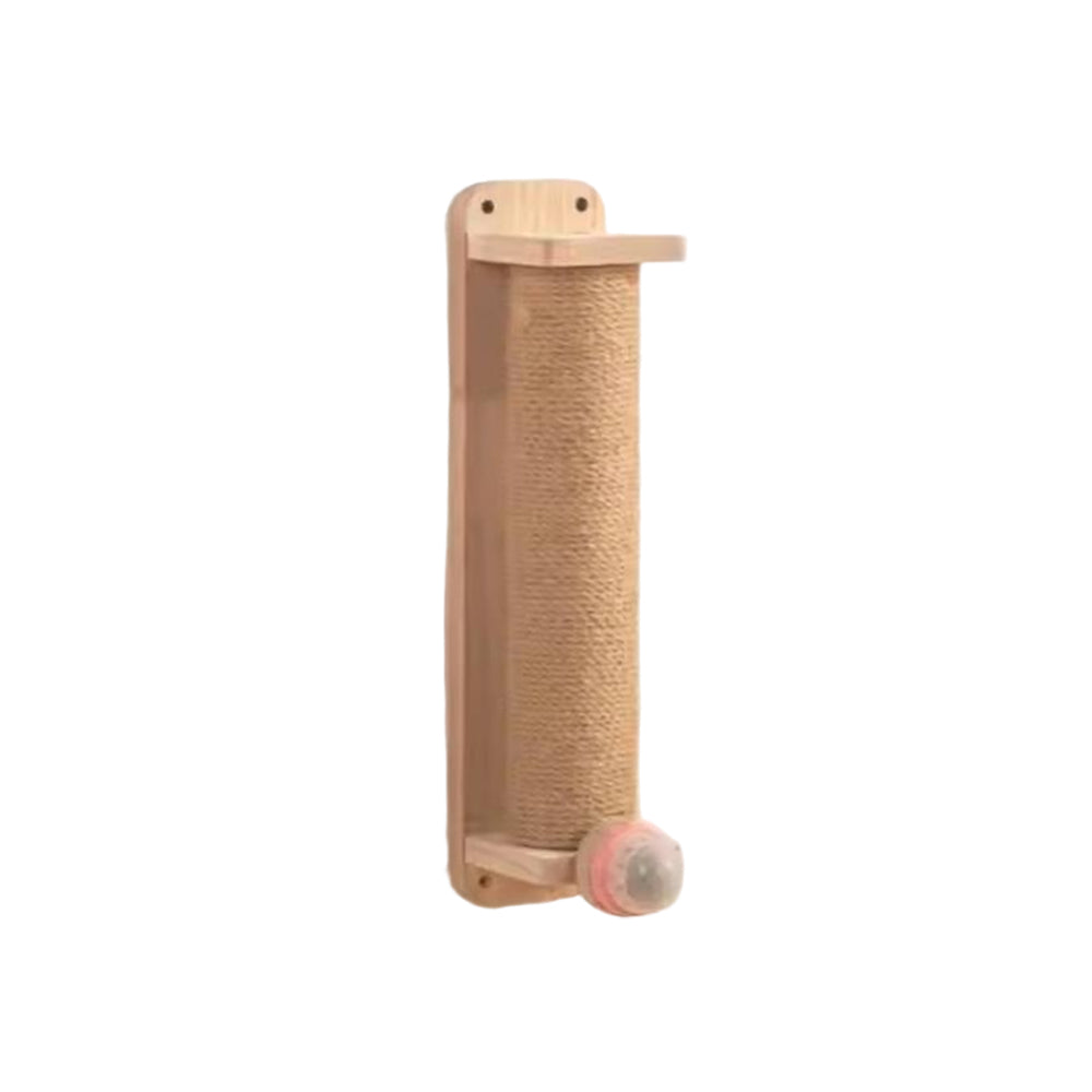 Wooden Sisal Cat Scratching Post – Durable, Wall-Friendly Design