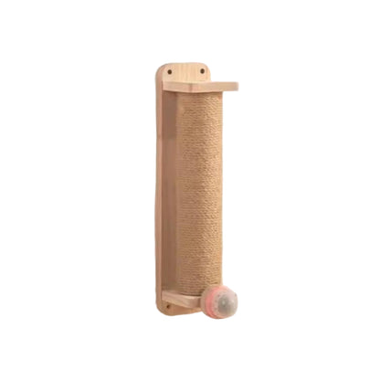 Wooden Sisal Cat Scratching Post – Durable, Wall-Friendly Design