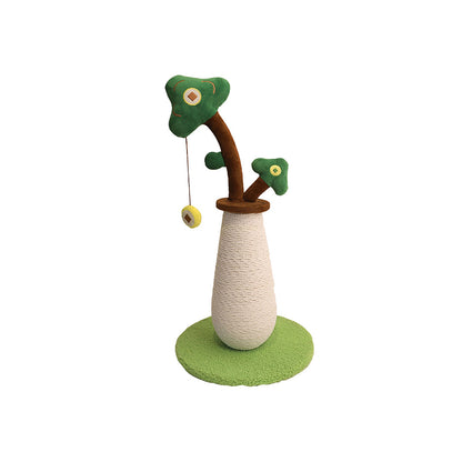 Tree-Shaped Sisal Cat Scratching Post with Hanging Toy