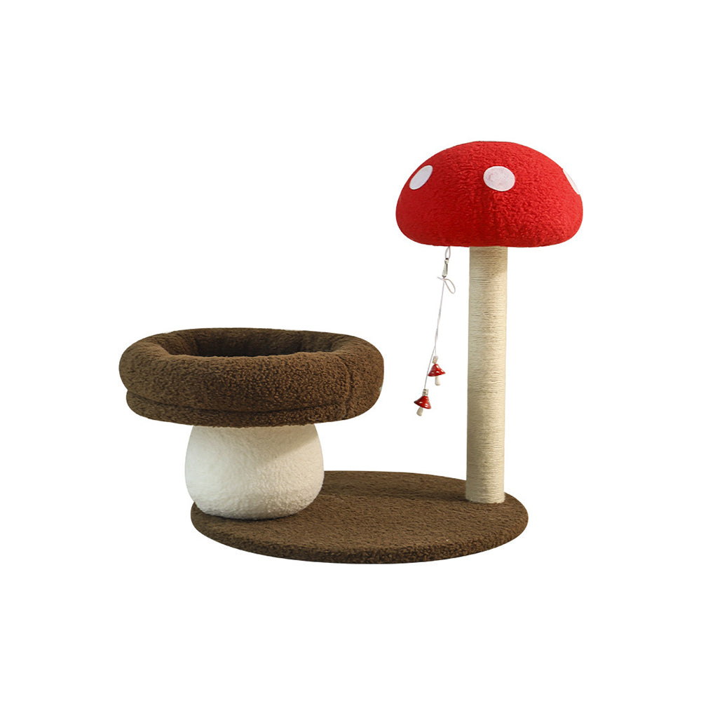 Mushroom-Shaped Cat Tree with Sisal Scratching Post & Cat Bed