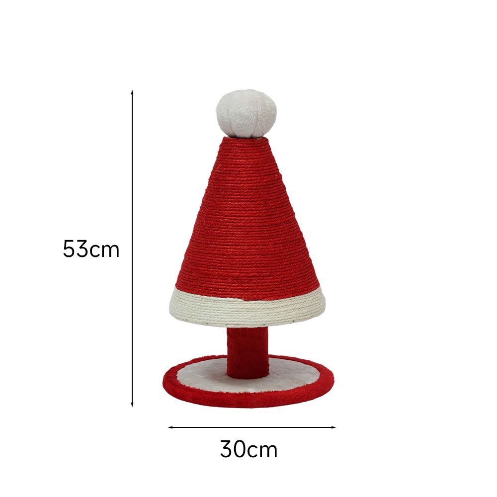 CATIO Christmas Santa Hat Cat Tree with Scratching Post 30x30x53cm