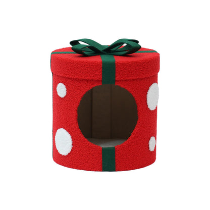 CATIO Christmas Gift Box Cat Bed With Scratching Pad 35x35x36cm