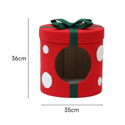 CATIO Christmas Gift Box Cat Bed With Scratching Pad 35x35x36cm