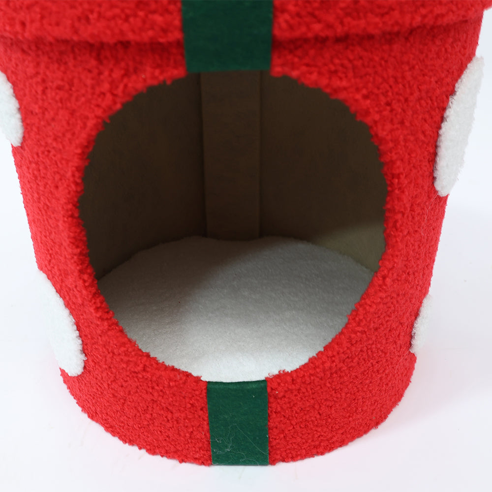 CATIO Christmas Gift Box Cat Bed With Scratching Pad 35x35x36cm