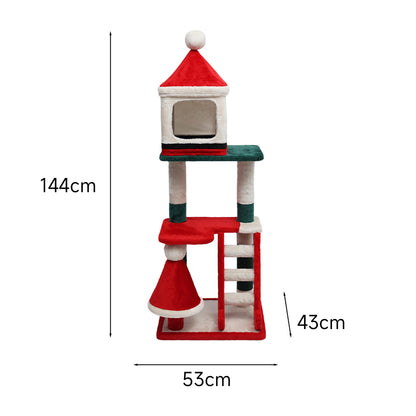 CATIO Christmas Palace Multi-level 3 Cat Tree with Cave 53x43x144cm