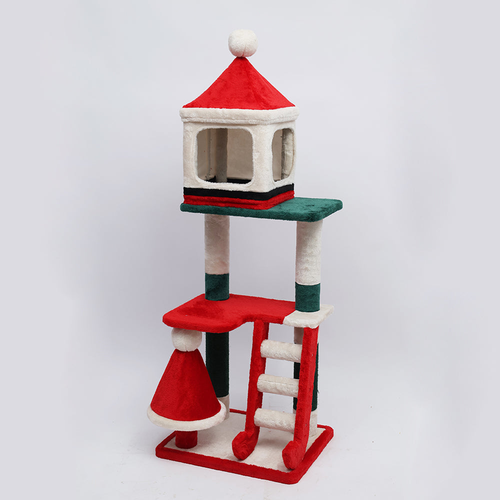 CATIO Christmas Palace Multi-level 3 Cat Tree with Cave 53x43x144cm