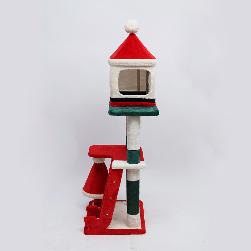 CATIO Christmas Palace Multi-level 3 Cat Tree with Cave 53x43x144cm