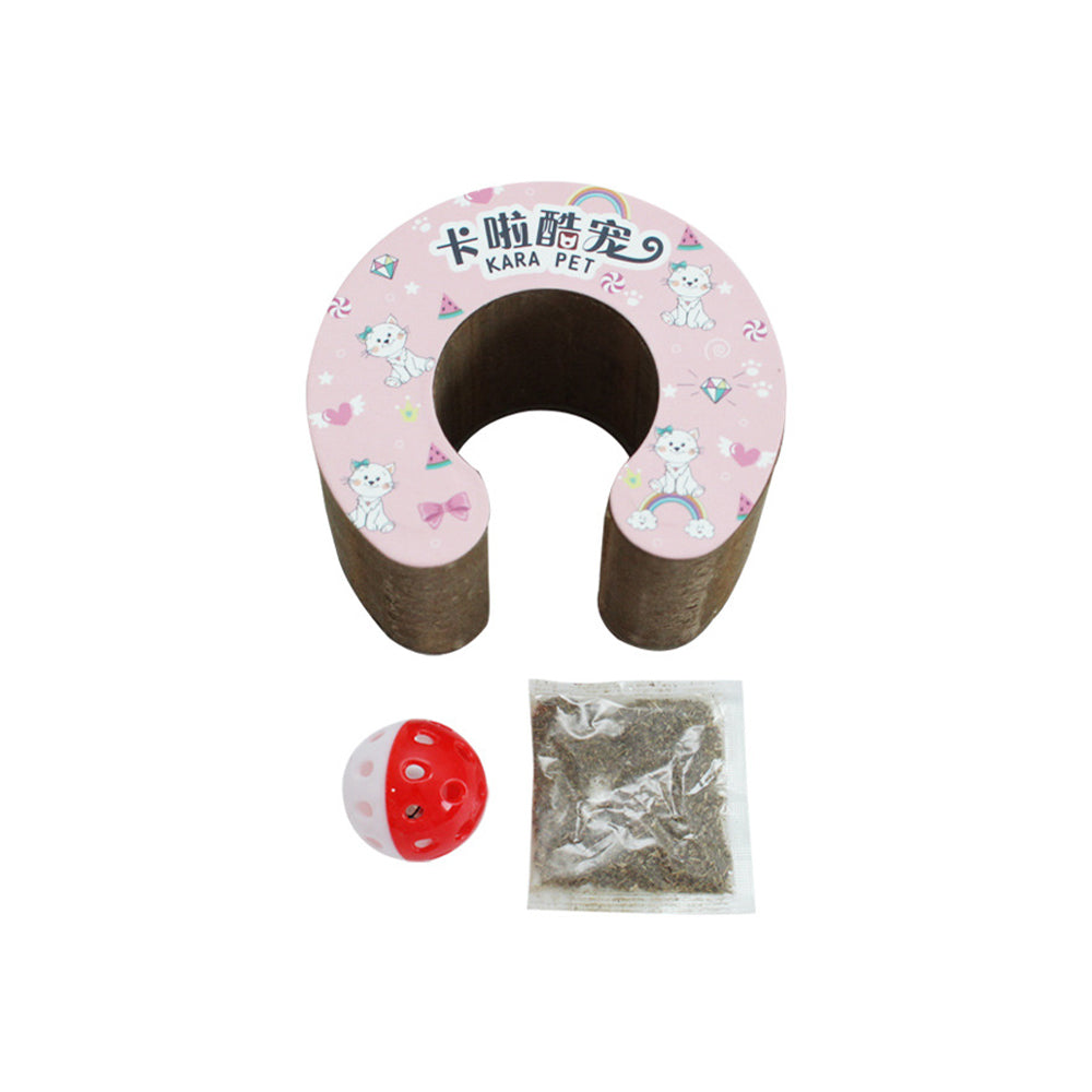 Pink Foldable Accordion Cat Scratcher – Magnetic Corrugated Cardboard Toy