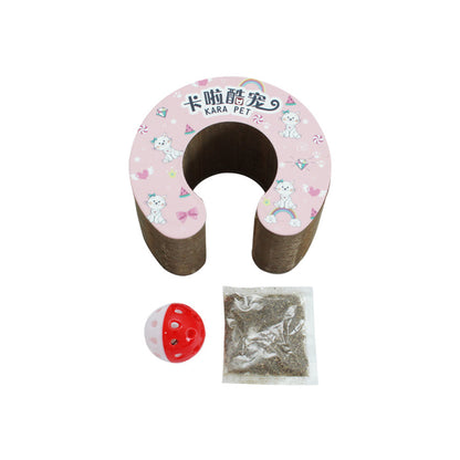 Pink Foldable Accordion Cat Scratcher – Magnetic Corrugated Cardboard Toy