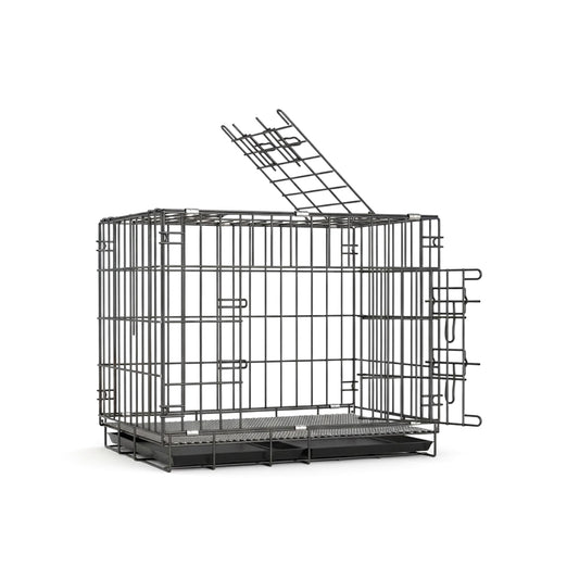 Double Door Multi-Function Pet Crate with Tray & Pad 70x50x60cm
