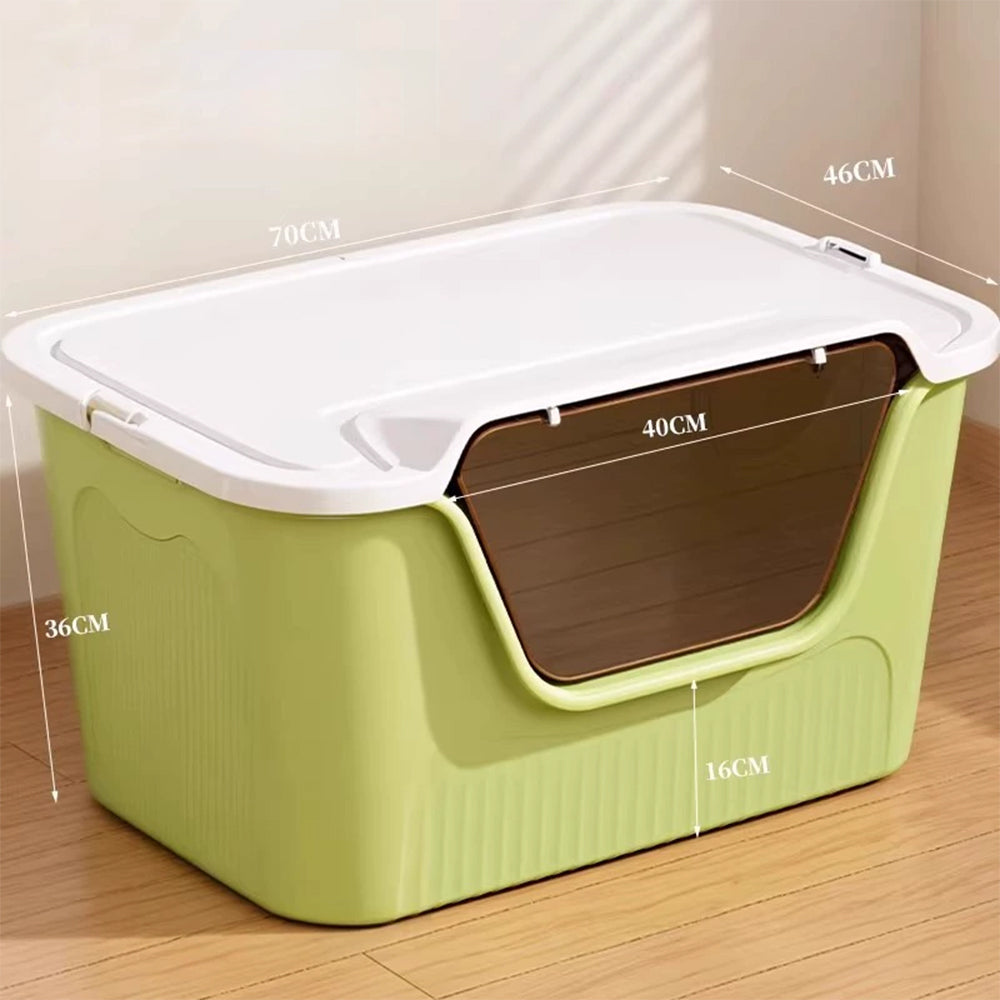 Extra Large Enclosed Cat Litter Box - High-Sided Design - 70x46x36cm