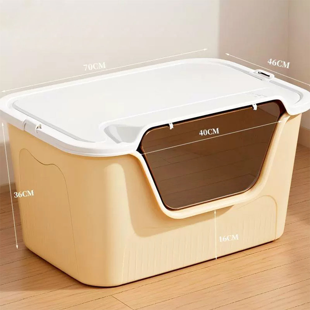 Extra Large Enclosed Cat Litter Box - High-Sided Design - 70x46x36cm