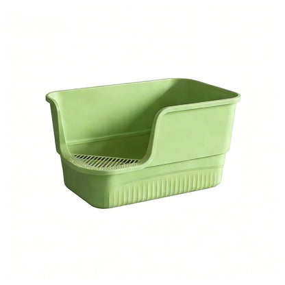 Extra Large Cat Litter Box With Litter Catching Step - High-Sided Design - 65x43x36cm