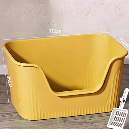 Extra Large Cat Litter Box - High-Sided Open Design - 70x45x36cm