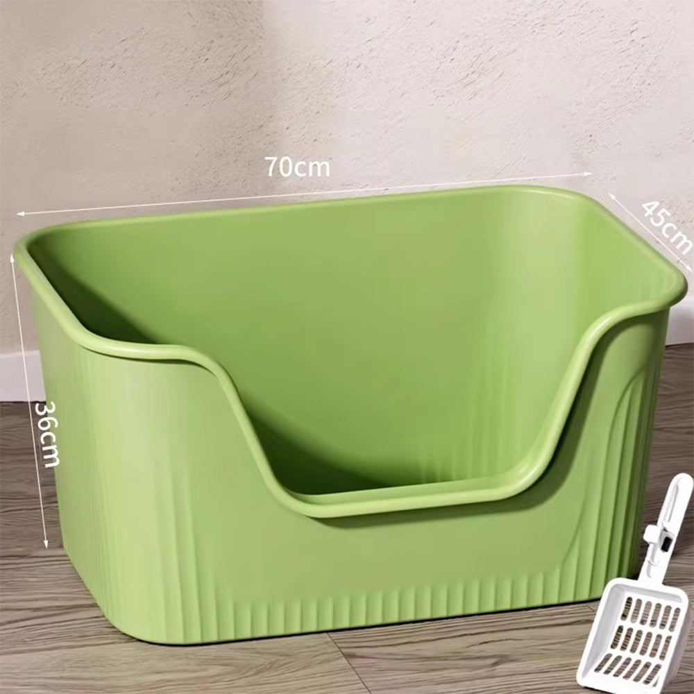 Extra Large Cat Litter Box - High-Sided Open Design - 70x45x36cm