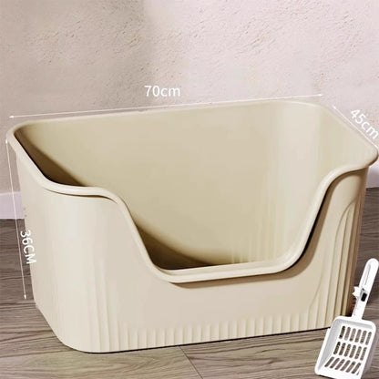 Extra Large Cat Litter Box - High-Sided Open Design - 70x45x36cm