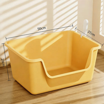 Extra Large Deep Cat Litter Box - High-Sided Open Design - 50x37x20cm