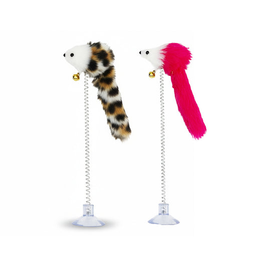 Suction Cup Spring Cat Teaser Wand Interactive Toy