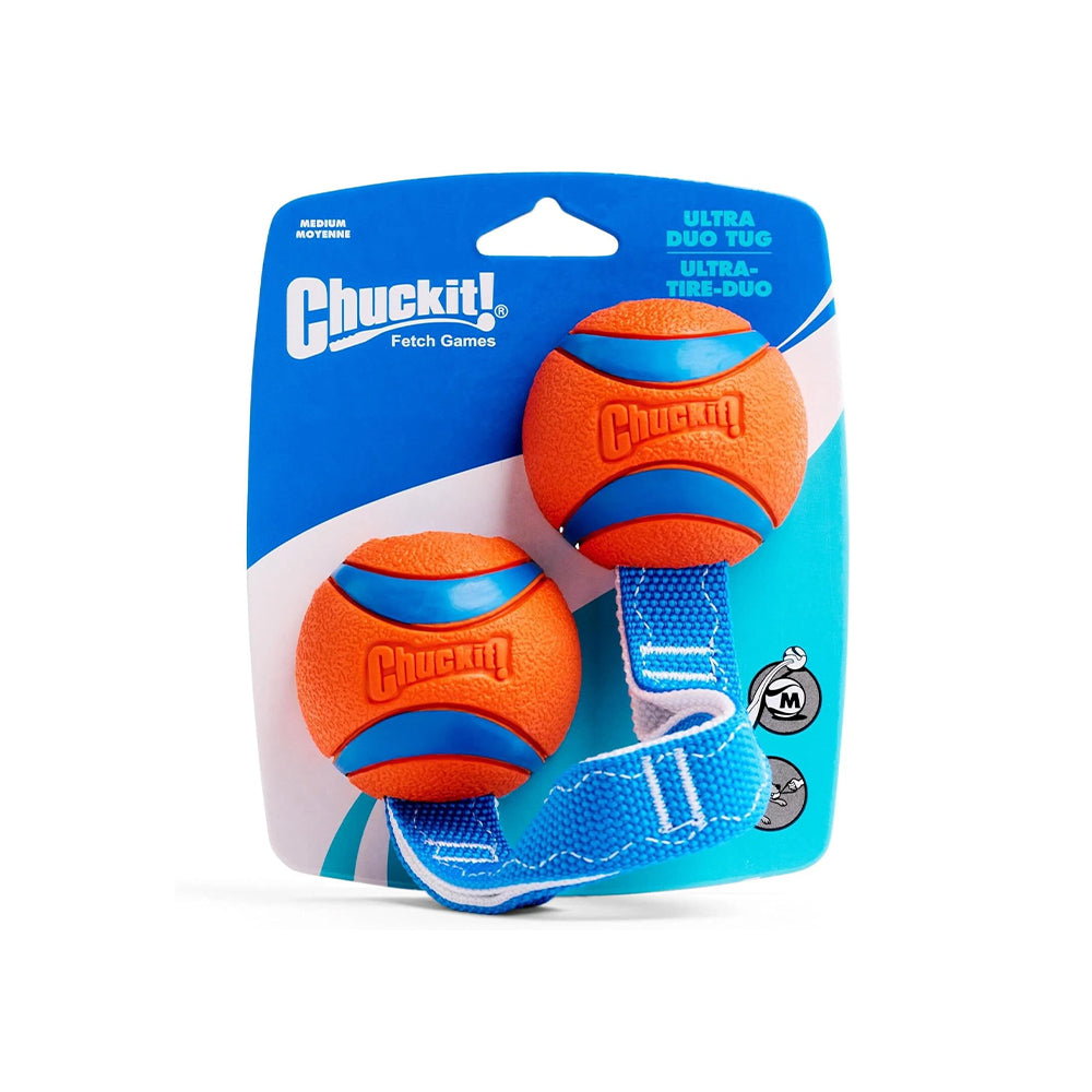 CHUCKIT! Ultra Duo Tug Medium Rubber Bouncy Durable Fetch Dog Toy Diameter