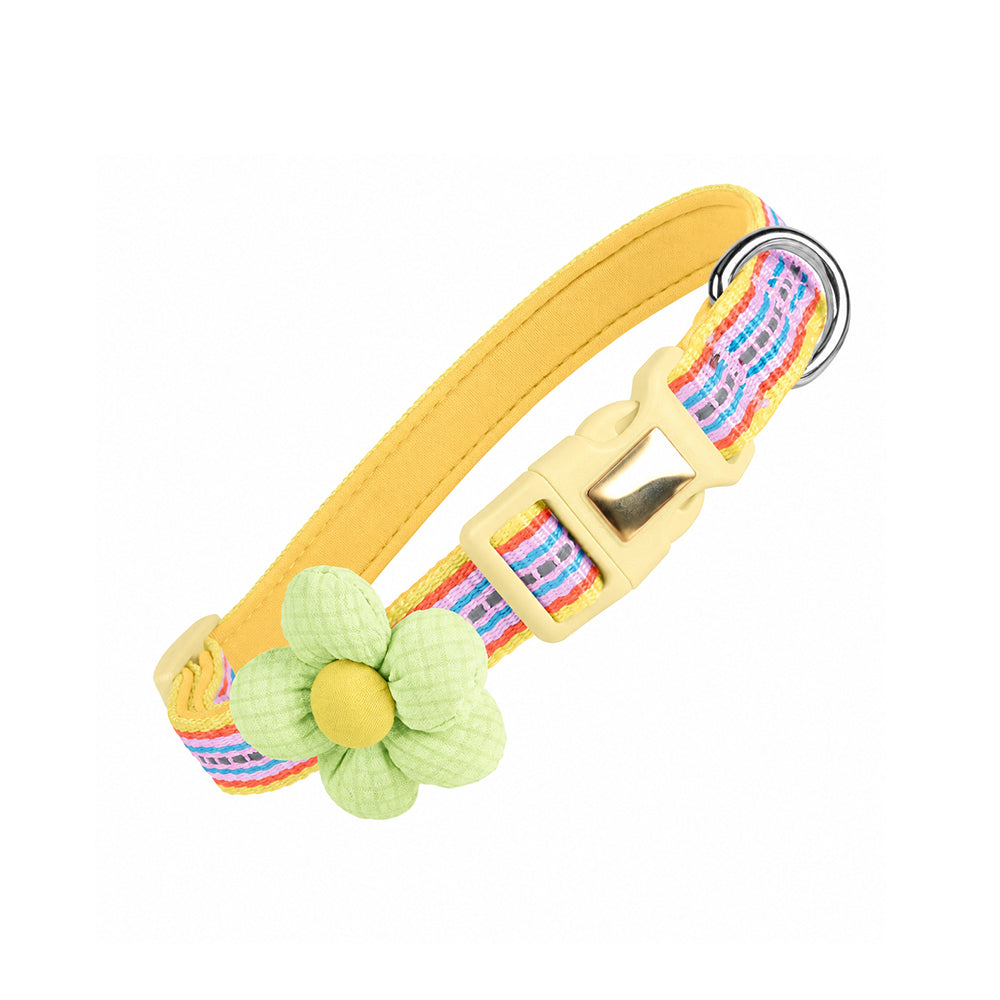 Pet Collar Personalised Engraved Cute Flower Design Adjustable