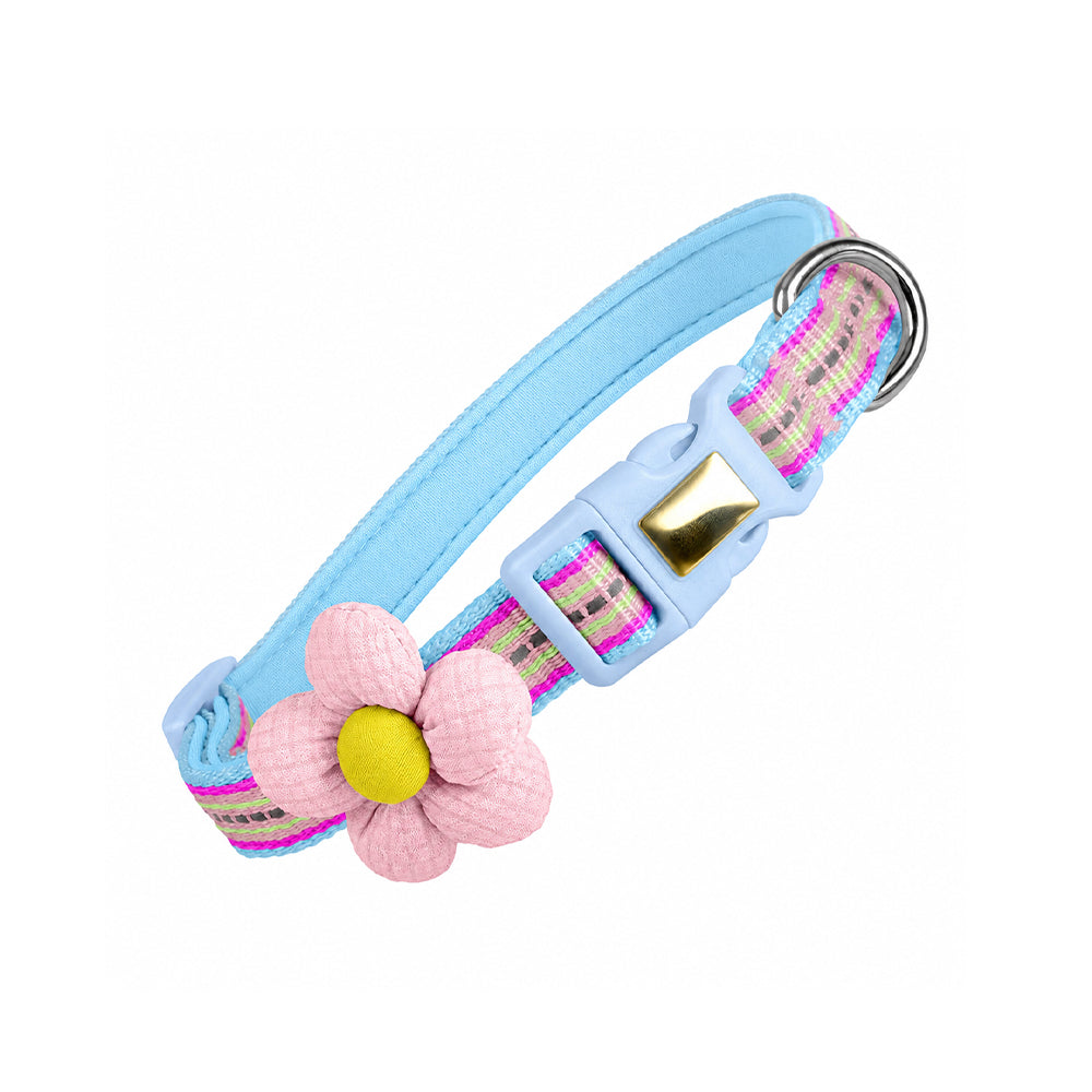 Pet Collar Personalised Engraved Cute Flower Design Adjustable