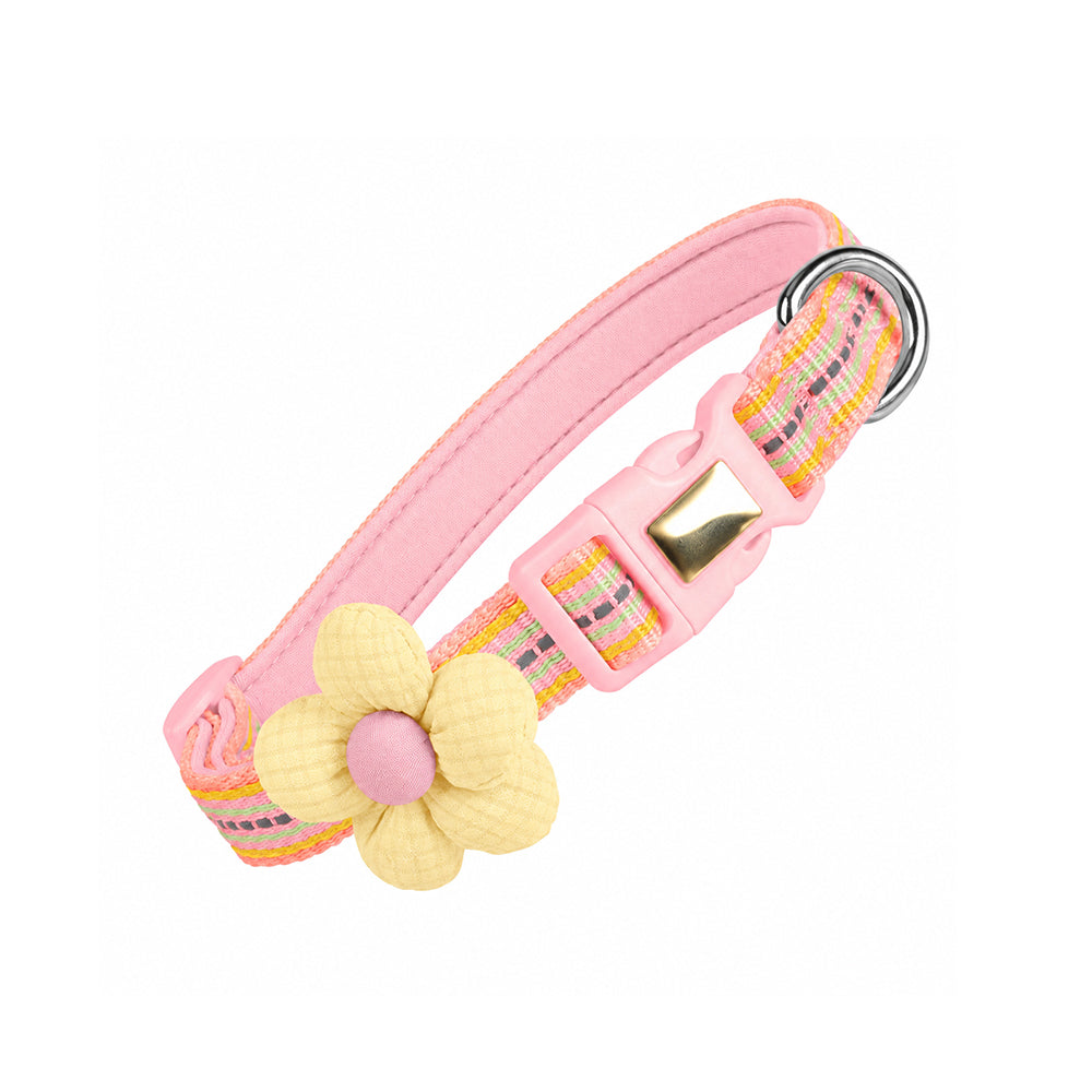 Pet Collar Personalised Engraved Cute Flower Design Adjustable