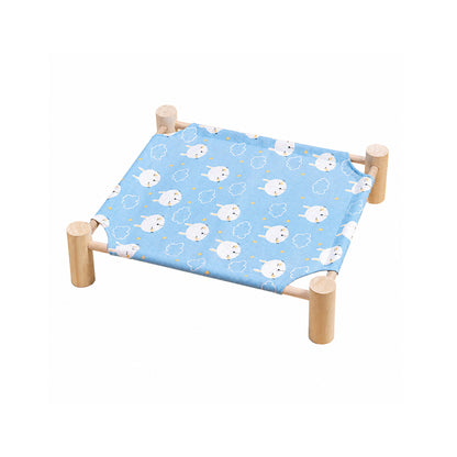 Wooden Raised Pet Bed Removable Washable Fabric All Season Large