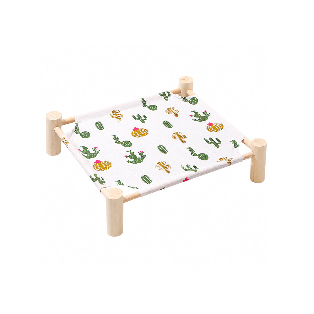 Wooden Raised Pet Bed Removable Washable Fabric All Season Large