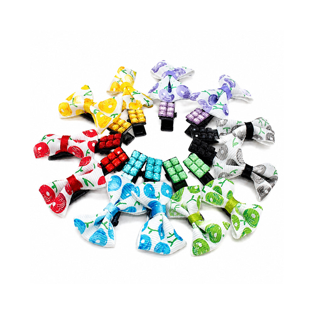 Pet Hair Clip Cute Cherry Bow Grooming Accessory Random 1pc
