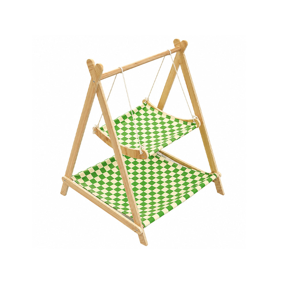 Pet Hammock Swing Bed Wooden Double Layer