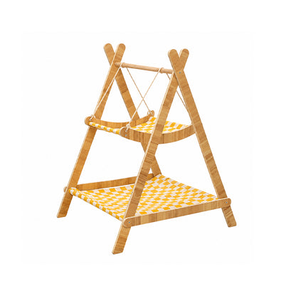 Pet Hammock Swing Bed Wooden Double Layer