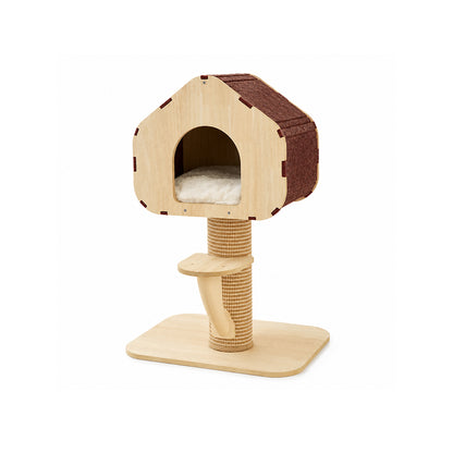 Cat Tree with Condo Scratching Post Interactive Natural Wood Style