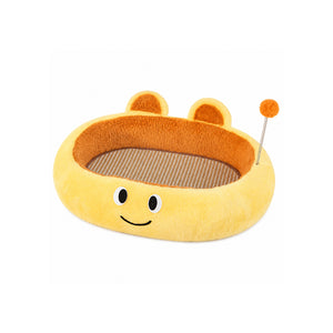 Plush Cat Scratcher Bed Cozy Soft-Yellow Plush