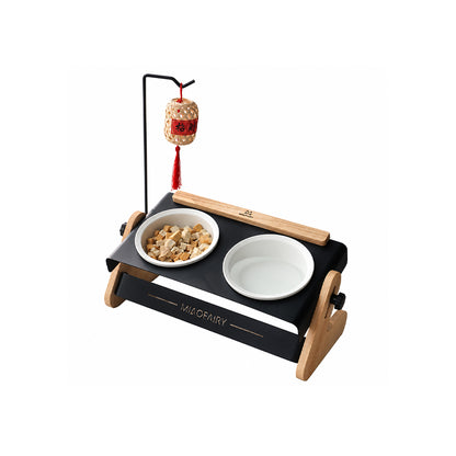Adjustable Elevated White Pet Bowl Tilted Metal Stand