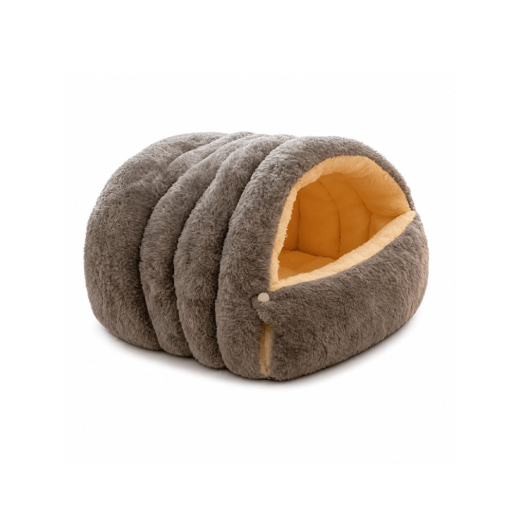Enclosed Plush Cat Bed Cozy Winter Nest