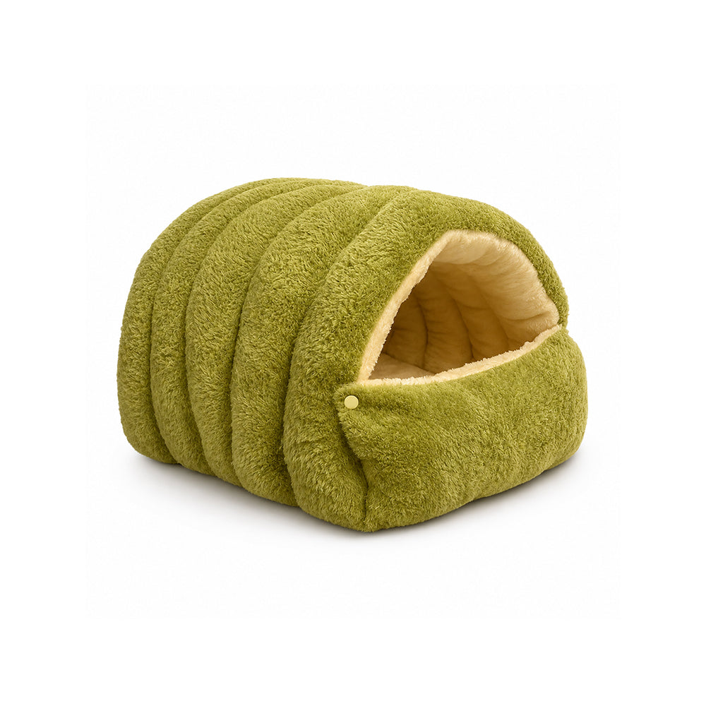 Enclosed Plush Cat Bed Cozy Winter Nest