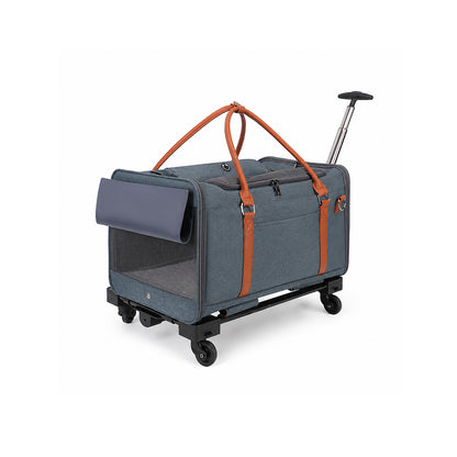 Large Capacity Rolling Pet Carrier Backpack for Cats and Dogs