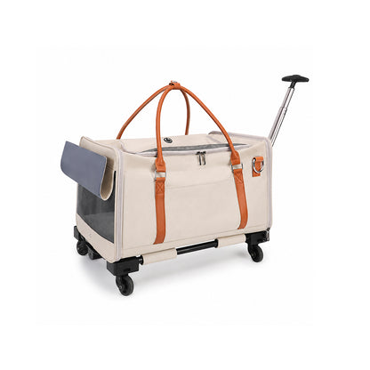 Large Capacity Rolling Pet Carrier Backpack for Cats and Dogs