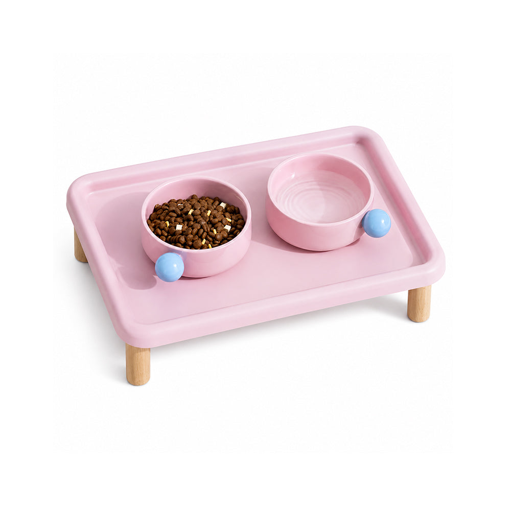Ceramic Cat Bowl Set with Elevated Stand