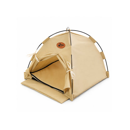 Summer Foldable Tent Pet Bed with Removable Cushion and Door Flap